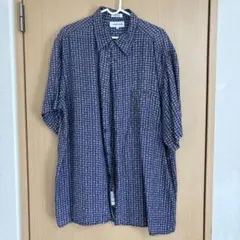 CHE®ESKIN 100%シルク 半袖シャツ Lサイズ ネイビー