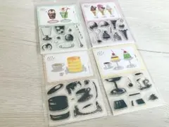 セリア クリアスタンプ レトロカフェ レトロスイーツ　3種 珈琲 フロート 紅茶
