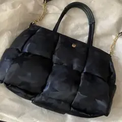 LUPUY 紺色キルティングショルダーバッグ