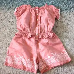 未使用　べべ　麻混半袖セットアップ