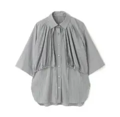 新品　ADORE(アドーア)　ストライプ ドレープ付き シャツ　2ウェイ　グレー