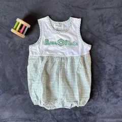 FOSTER［90］新品　レトロな英字ロゴとチェック柄　ノースリーブロンパース