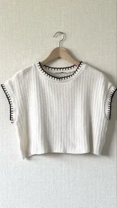 ZARA ザラ ベスト ジレ ショート丈 フレンチスリーブ ニット