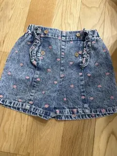 バースデイ　フタフタ　ハート模様デニムパンツ110cm