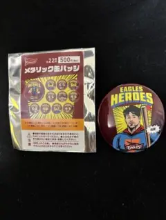 楽天イーグルス　アメコミ風イラスト　Eコレ　メタリック缶バッジ　阿部寿樹