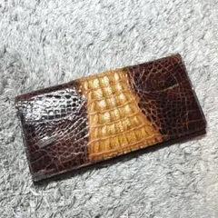 長財布 クロコ レザー ブラウン