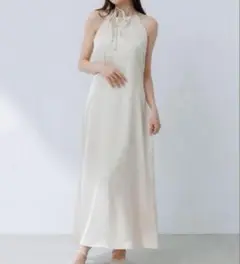 SENEE サテンキャミワンピース アイボリー