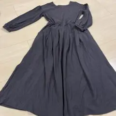 ロングワンピース ネイビーグレー