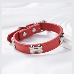 小型犬用 首輪 犬 猫 骨柄 お散歩 かわいい 赤
