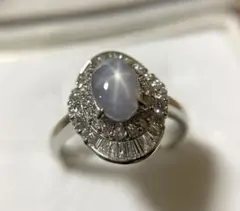 スターサファイア アステリズム バレリーナダイヤモンド PT900プラチナリング