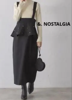 美品　&. NOSTALGIA　パール付きペプラムサロペット　ジャンスカ