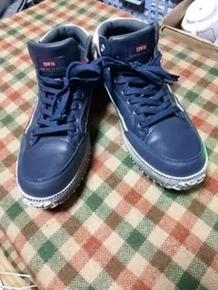 美品EDWIN ネイビー ハイカットスニーカー26cm
