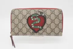 GUCCI ラウンドファスナー長財布 GGスプリーム ハートスネーク ABランク