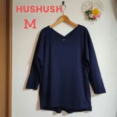◾HUSHUSH/ Vネック 七分袖やわらか　カットソートップス　ネイビー/ M