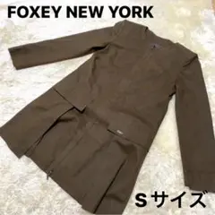 【超美品✨】フォクシー 人工皮革 ハーフコート 茶 フェイクレザー