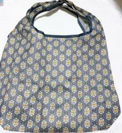 花柄 グレー エコバッグ レトロ コンパクト かばん ナイロン生地 トートバッグ