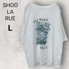 シューラルー 半袖 Tシャツ L ホワイト プリント 英字 ゆったり Uネック
