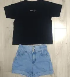 GU ジーユー　女の子　上下セット　Tシャツ　短パン　150cm　Mサイズ