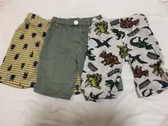 半ズボン　100 男の子　恐竜　カブトムシ　カーキ　3枚セット