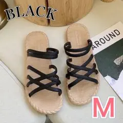 クロスストラップ サンダル 黒 Mサイズ 軽量PVC 新品 未使用