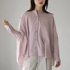 ミズイロインド　2025SS バックギャザーワイドシャツ スモークピンク　F