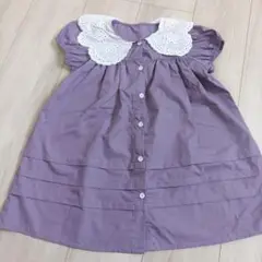 *新品☆紫色 レース付き襟 ワンピース*