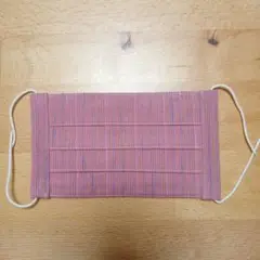 ハンドメイド　ピンクのプリーツ布マスク　遠州綿紡