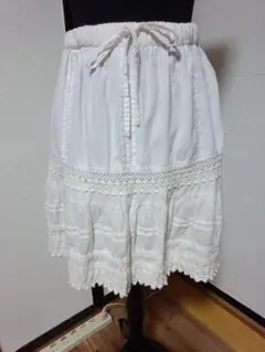 フレアスカート ホワイト コットン レース
