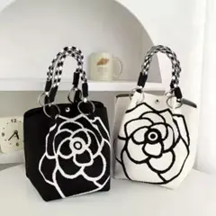 手提げバッグ ハンドバッグ 薔薇 ブラック