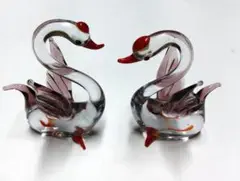 ガラス製白鳥の置物（ペア）