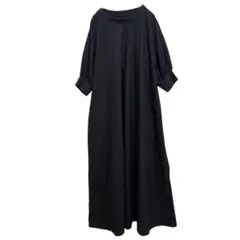 ローリーズファーム シャカシャカリブ ロング ワンピース キャミソール付 黒
