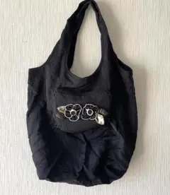 miooggi エコバッグ 花柄モチーフ　ブラック