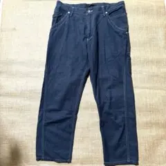 Johnbull ネイビー ストレートリネンデニムパンツ