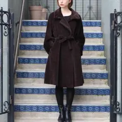 MAX MARA マックスマーラ白タグアルパカ混ウールベルテッドオーバーコート