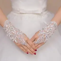 【新品】ウェディンググローブ ホワイト フィンガーレス ショート 結婚式