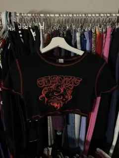 H&M ブラックドラゴンプリントTシャツ Lサイズ