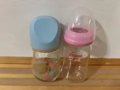 Pigeon 哺乳瓶セット 青 ピンク　150ml ガラス製