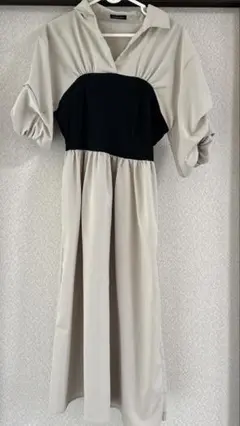 Raderista ベージュと黒のシャツワンピース