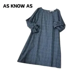 AS KNOW AS チェック Aライン ワンピース リボン袖