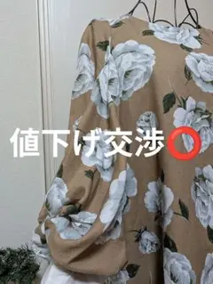 アズノゥアズピンキー✨花柄パフスリーブ 長袖ワンピース 膝丈 Sサイズ