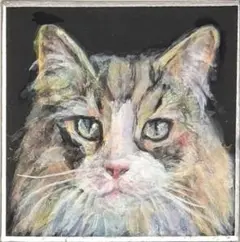 猫 アクリル画 色紙 原画