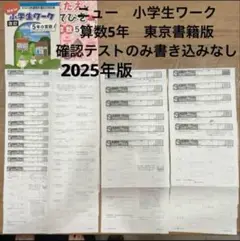 ニュー　小学生ワーク　算数5年　東京書籍版　確認テストのみ書き込みなし