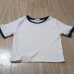 WEGOホワイト/ブラック 半袖ミニ丈Tシャツ