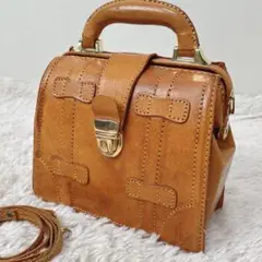 ミニドクターバッグ レザー ブラウン ゴールド金具 ショルダーバッグ 2way