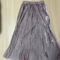 薄紫 シフォン風 プリーツスカート ロング丈 earth203番