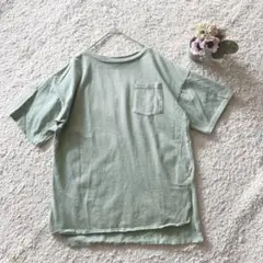ミントグリーン 半袖Tシャツ ポケット M-L メンズ 綿100