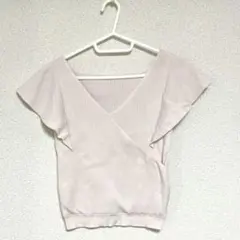 GRL カシュクールラッフルニットトップス　サマーニット
