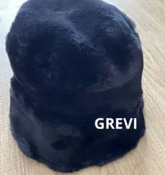 GREVI グレヴィ　ブラック　フェイクファー　ハット　帽子