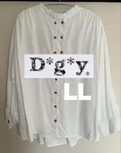 D*g*y ホワイト LL ボタン付きシャツ リネン