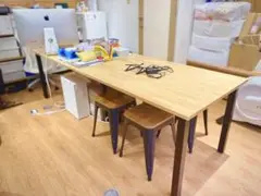 KANADEMONO 打ち合わせ用デスク THE TABLE 配線孔付き